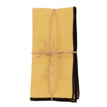 Set aus 2 Handtüchern aus gewaschenem Leinen, gelb und schwarz, 42x42cm Stil modern Leinen Maisons du Monde