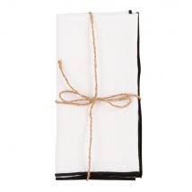 Set aus 2 Handtüchern aus gewaschenem Leinen, weiß und schwarz, 42x42cm Stil classic chic Leinen Maisons du Monde