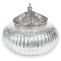 silver-coloured round glass box classic chic style - Maisons Du Monde