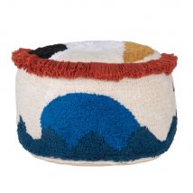 Sitzpouf aus Baumwolle mit mehrfarbigem Stickmotiv und Fransen Stil modern Baumwolle Maisons du Monde