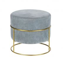Sitzpouf aus grauem Baumwollsamt und goldfarbenem Metall Stil classic chic Maisons du Monde