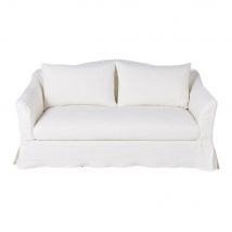 Sofá-cama De 2 Lugares Em Linho De Alta Qualidade Branco, Colchão 10 Cm estilo clássico chique - Maisons Du Monde