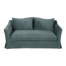 Sofá cama de 2 plazas de terciopelo verde cedro, colchón de 10 cm EStilo clásico chic Maisons du Monde
