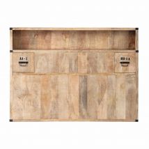 Solid mango wood headboard with storage W 140cm industrial style - Brown , - Maisons Du Monde