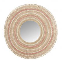 Specchio in cotone e fibra vegetale rosa, bianco, beige e dorato 102x101 cm - Modello Esotico - Fibre naturali - Maisons du Monde