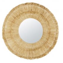 Spiegel aus beigefarbenem Raffiabast, D111cm Stil exotic Maisons du Monde