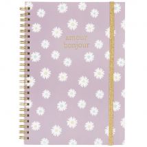 Spiral-notizbuch, Malvenfarben Mit Weißem Blumenmotiv Stil modern Papier Festliche Dekoration - Maisons Du Monde