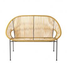 Stackable 2/3-Seater Garden Day Bed in Mustard Yellow Resin and Black Metal contemporary style - Maisons Du Monde