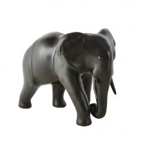 Statua elefante in pelle di pecora marrone, 48 cm - Modello Esotico - Marrone - - Cuoio - Maisons du Monde