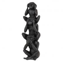 Statuetta 3 scimmie nere alt. 30 cm - Modello Esotico - Nero - Resina - Maisons du Monde