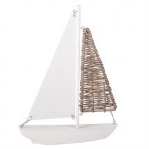 Statuetta barca, 30 cm - Modello In riva al mare - Bianco - Legno - Maisons du Monde