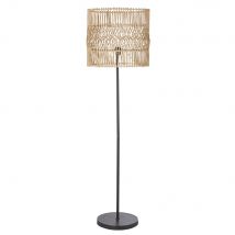 Stehlampe aus Metall mit Lampenschirm aus beigem Rattan, H154cm Stil seaside Metall Maisons du Monde