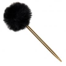 Stift aus goldfarbenem Metall mit schwarzem Pompon Stil modern Metall Maisons du Monde