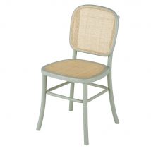 Stuhl aus olivgrünem Buchenholz und Rattangeflecht landhaus Stil - Maisons Du Monde