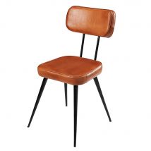 Stuhl aus Ziegenleder und schwarzem Metall Stil industrial Maisons du Monde