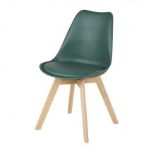 Stuhl im skandinavischen Stil aus Kautschukholz in Dunkelgrün Stil modern Maisons du Monde