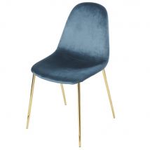 Stuhl im skandinavischen Stil mit Samtbezug, blau vintage Stil - Samt - Maisons Du Monde
