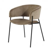 Stuhl mit Armlehne für die Nutzung, Samtbezug beige-cappuccinobraun Stil modern Maisons du Monde
