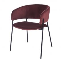Stuhl mit Armlehne für die Nutzung, Samtbezug terrakotta modern Stil - Orange - Metall - Maisons Du Monde