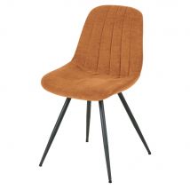 Stuhl mit karamellfarbenem Samtbezug und schwarzem Metall Stil modern Braun Metall Maisons du monde