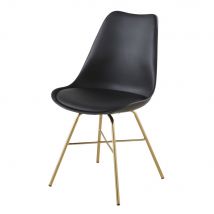 Stuhl, Schwarz Mit Verchromten, Goldfarbenen Beinen Stil modern - Pvc Und Synthetik - Festliche Dekoration - Maisons Du Monde