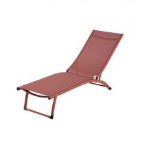 Sun lounger in aluminium and terracotta plastic-coated canvas contemporary style - Orange - Pvc And Synthetic - Maisons Du Monde