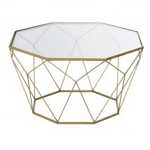 Table basse en métal coloris laiton et verre style contemporain - Maisons Du Monde