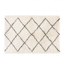 Tapete Berbere Em Lã E Algodão Cru E Preto 200x300 estilo exótico - Bege Imitação De Pele - Maisons Du Monde