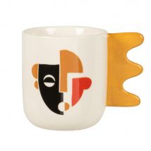Tasse aus weißem Steingut mit mehrfarbigem Gesichtsmotiv Stil modern Steingut Maisons du Monde
