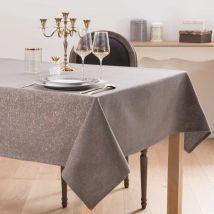 Taupe en goudkleurig lurex tafellaken 150 x 250 cm exotisch stijl - Grijs - Katoen - Maisons Du Monde