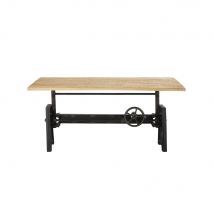 Tavolino basso regolabile in massello di mango e metallo nero 48/61 cm - Modello Industriale - Marrone - - Maisons du Monde