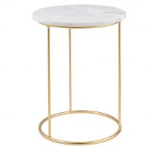 Tavolino da divano in marmo e metallo dorato opaco - Modello Classico chic - - Maisons du Monde