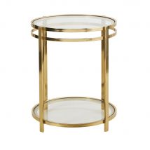 Tavolino da salotto con doppio piano in vetro e metallo dorato - Modello Vintage - - Maisons du Monde