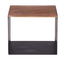 Tavolino da salotto in legno di mango e metallo nero - Modello Industriale - Marrone - Maisons du Monde