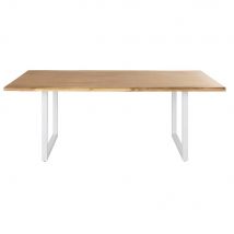 Tavolo da pranzo in legno massello di acacia e metallo bianco per 8/10 persone lung. 200 cm - Modello Contemporaneo - Maisons du Monde