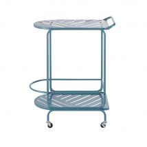 Teal metal outdoor wheeled serving trolley contemporary style - Maisons Du Monde