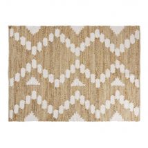 Teppich aus Baumwolle und Jute, mit geometrischen Formen in Beige und Weiß, 140x200cm Stil exotic Maisons du Monde