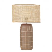 Terracotta geruite lamp van keramiek met raffia lampenkap stijl - exotisch - Rood Rotan - Maisons Du Monde