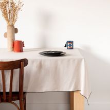 Tovaglia in lino lavato beige e nero 150x250 cm - Modello Classico chic - Maisons du Monde