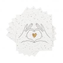 Tovaglioli di carta bianca, nera e dorata con motivo cuore (x20) - Modello Contemporaneo - Bianco - Maisons du Monde