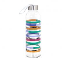 Trinkflasche aus Glas mit mehrfarbigen grafischen Motiven, 0,5L Stil modern Transparent Kristall Maisons du monde