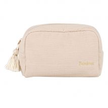 Trousse in garza di cotone écru con pompon 18x12 cm - Modello Contemporaneo - Bianco - Maisons du Monde