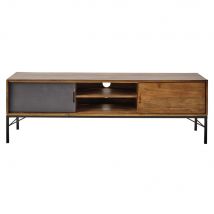 TV-Möbel aus Mangoholz und schwarzem Metall modern Stil - Grau - Maisons Du Monde