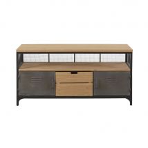 TV-Möbel im Industrial-Stil mit 1 Schublade und 2 Türen aus Tannenholz und Metall Stil industrial Maisons du Monde
