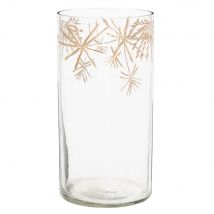 Vase aus Glas mit goldfarbenen Motiven, H26cm Stil exotic Transparent Kristall Maisons du monde