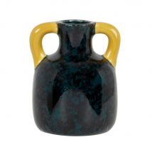 Vase aus schwarzem Dolomit mit gelben Henkeln, H12cm Stil exotic Grün Dolomit Maisons du monde