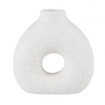 Vase aus weißem Steinzeug, H14cm Stil vintage Stein Maisons du Monde