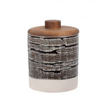 Vasetto in argilla motivi grafici e acacia, 8 cm - Modello Esotico - Nero - Maiolica - Maisons du Monde
