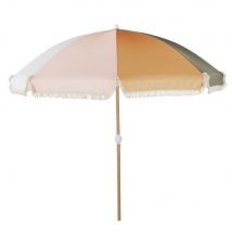 Vintage parasol in khaki green, orange, beige and pink canvas vintage style - Multicolour - Aluminium - Maisons Du Monde