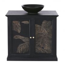 Waschtisch in schwarz mit 2 Türen mit handgeschnitzten Blattmotiven classic chic Stil - Holz - Maisons Du Monde